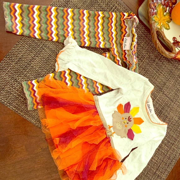 Little Lass CUTE🍁Thanksgiving 🦃outfit set - Picture 1 of 8